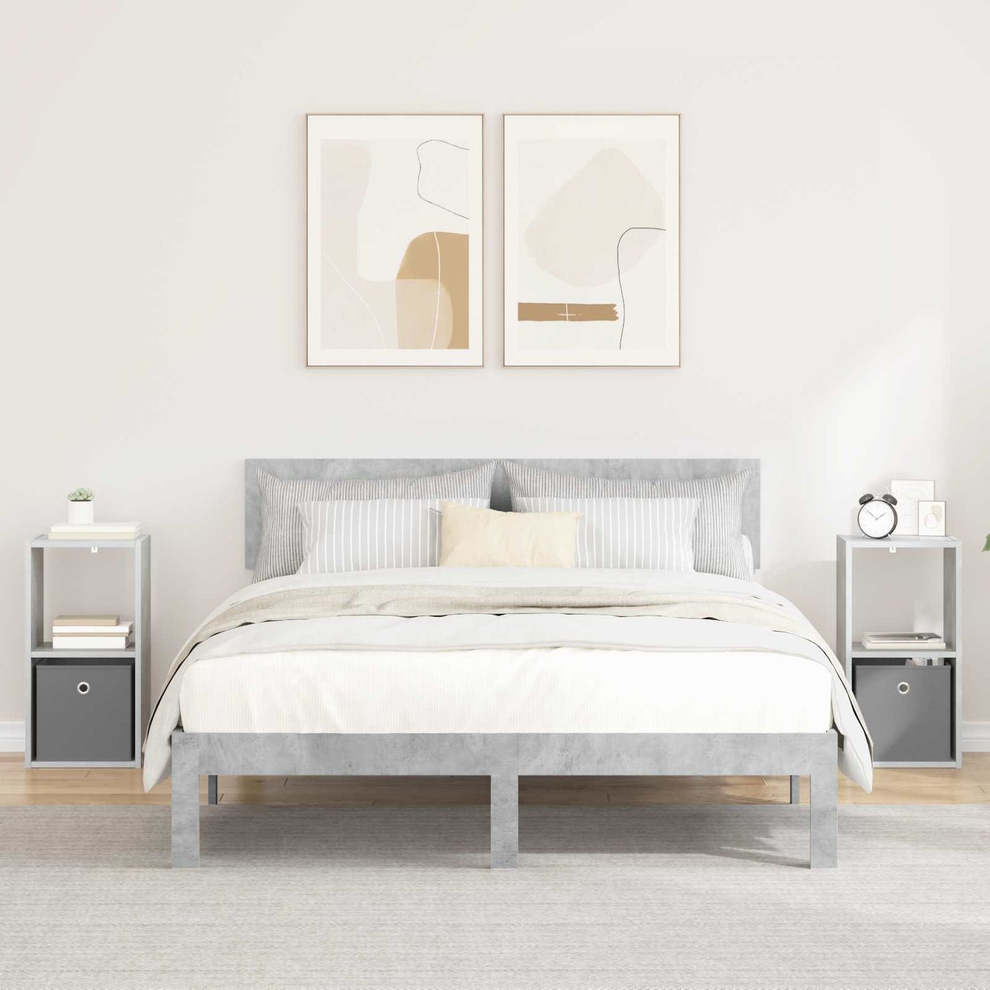 Nachtkastje 2 pcs Beton Grijs 30,5 x 27 x 59,5 cm Bewerkt hout is nu te koop bij PeponiXL, paradijselijk wonen!