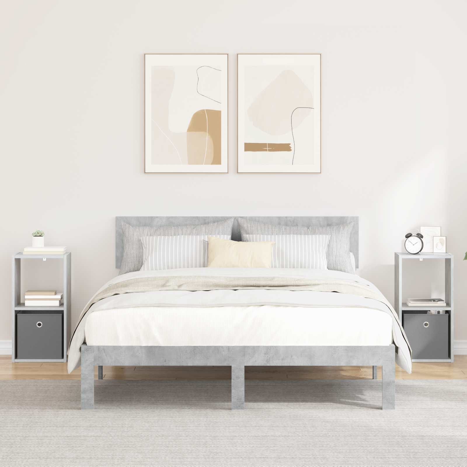Nachtkastje 2 pcs Beton Grijs 30,5 x 27 x 59,5 cm Bewerkt hout is nu te koop bij PeponiXL, paradijselijk wonen!