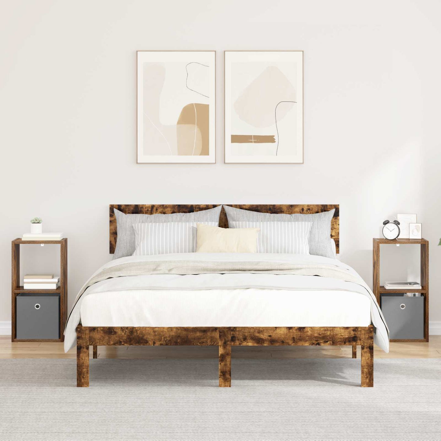 Nachtkastje met lade 2 pcs Gerookt eiken 30,5 x 27 x 59,5 cm is nu te koop bij PeponiXL, paradijselijk wonen!