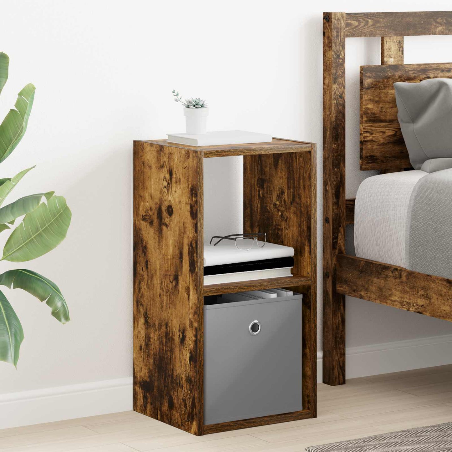 Nachtkastje met lade 2 pcs Gerookt eiken 30,5 x 27 x 59,5 cm is nu te koop bij PeponiXL, paradijselijk wonen!