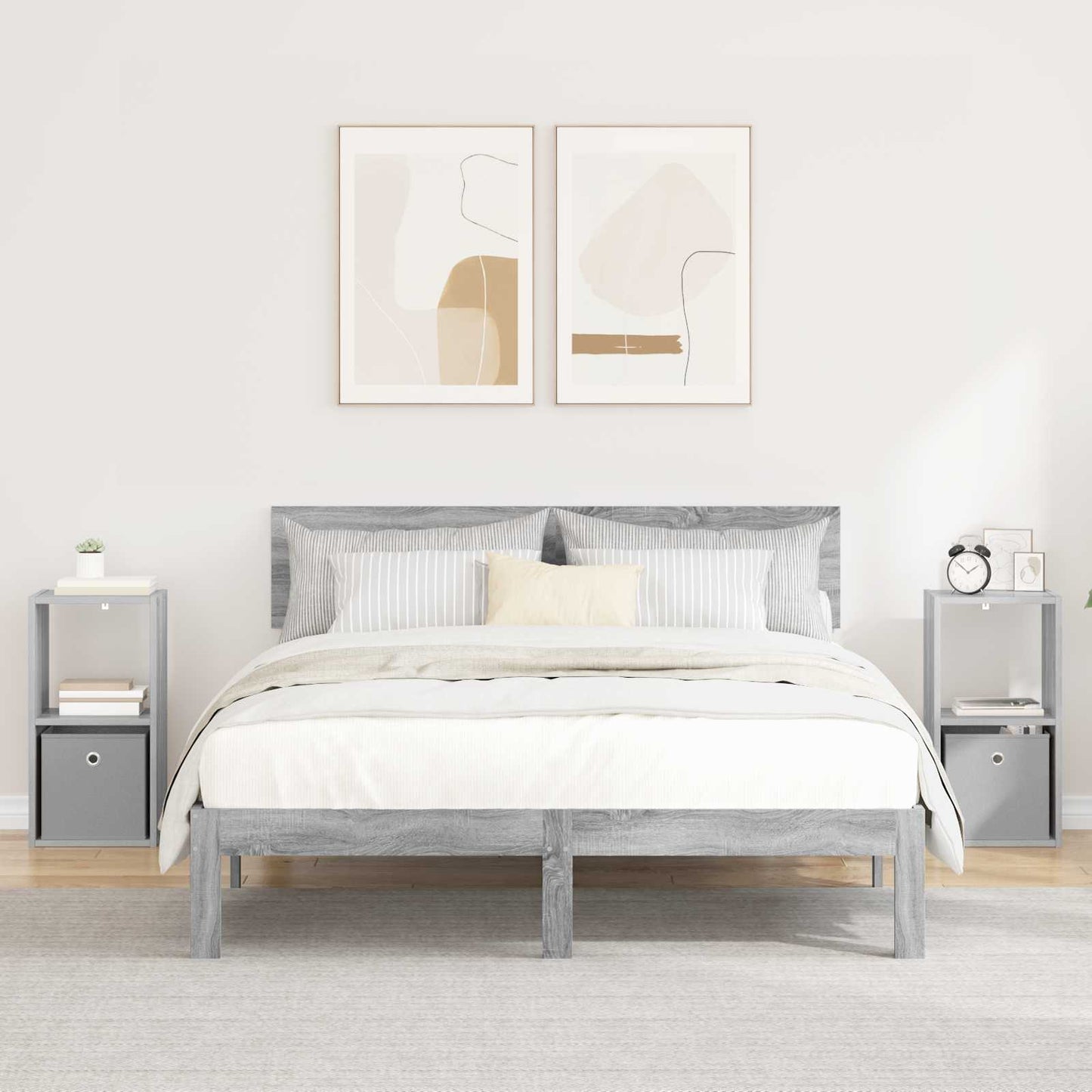 Nachtkastje 2 pcs Grijs Sonoma 30,5 x 27 x 59,5 cm Bewerkt hout is nu te koop bij PeponiXL, paradijselijk wonen!