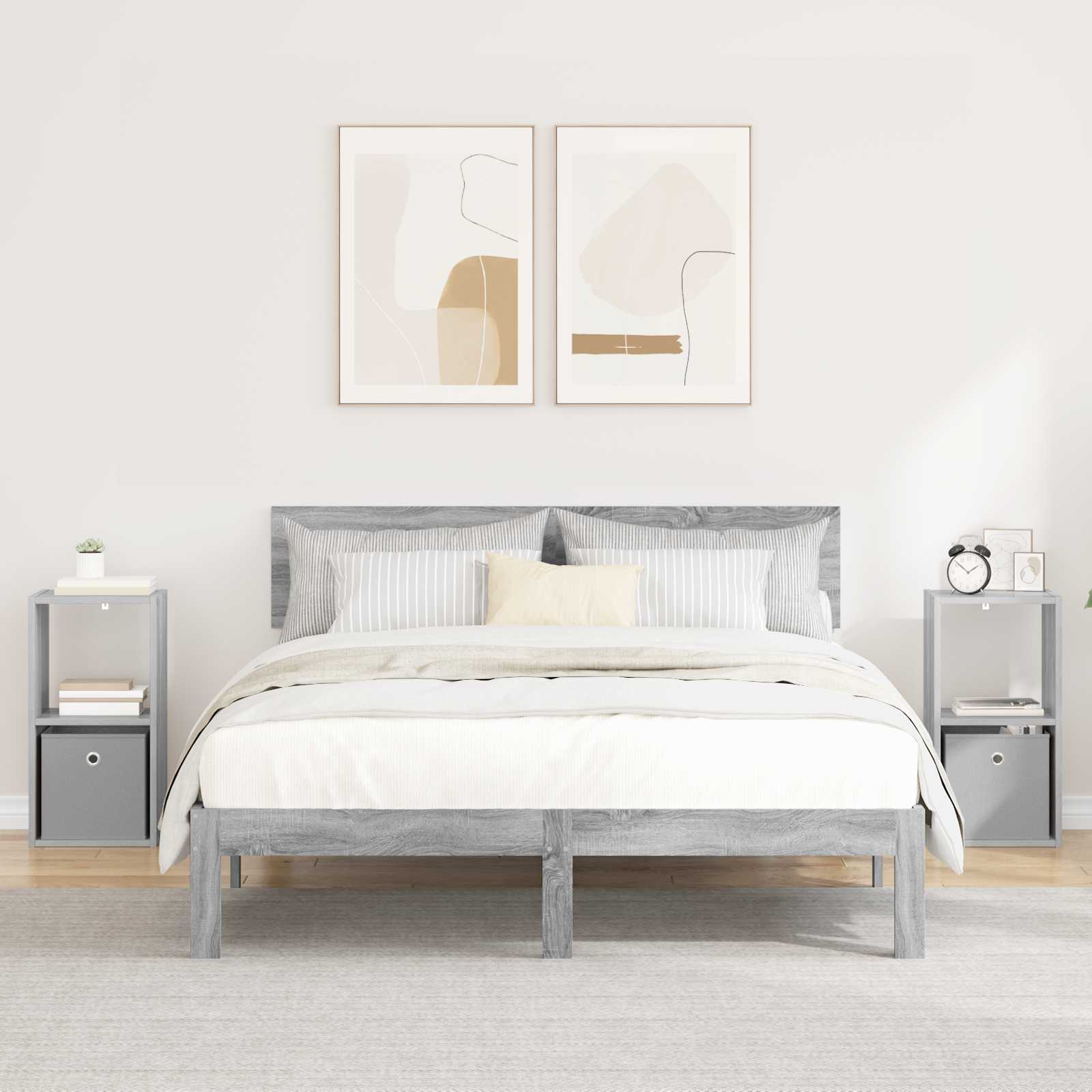 Nachtkastje 2 pcs Grijs Sonoma 30,5 x 27 x 59,5 cm Bewerkt hout is nu te koop bij PeponiXL, paradijselijk wonen!