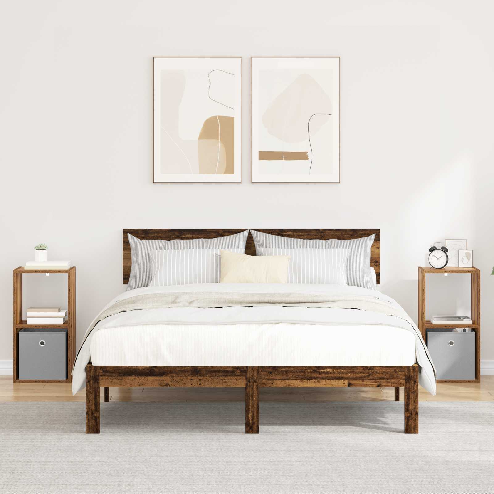 Nachtkastje 2 pcs Oudhout 30,5 x 27 x 59,5 cm Bewerkt hout is nu te koop bij PeponiXL, paradijselijk wonen!