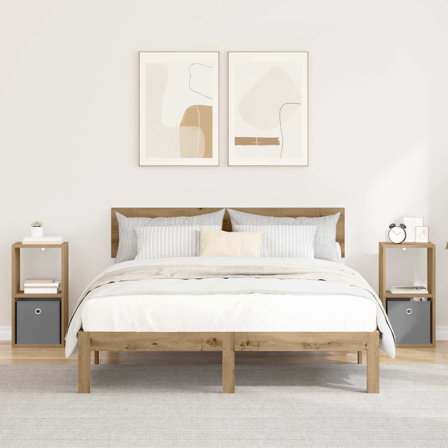 Nachtkastje met lade 2 pcs Artisan Eiken 30,5 x 27 x 59,5 cm is nu te koop bij PeponiXL, paradijselijk wonen!