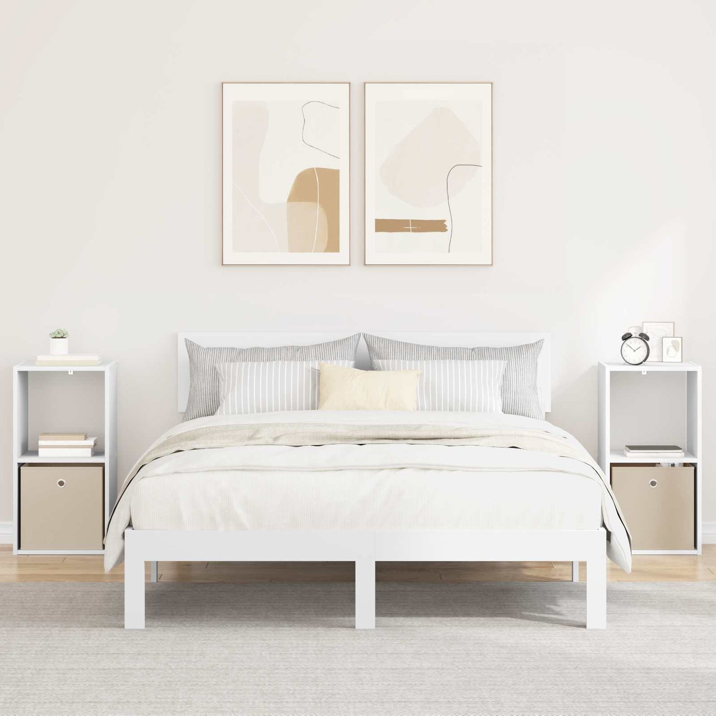 Nachtkastje met lade 2 pcs Wit 35 x 32 x 68,5 cm Bewerkt hout is nu te koop bij PeponiXL, paradijselijk wonen!