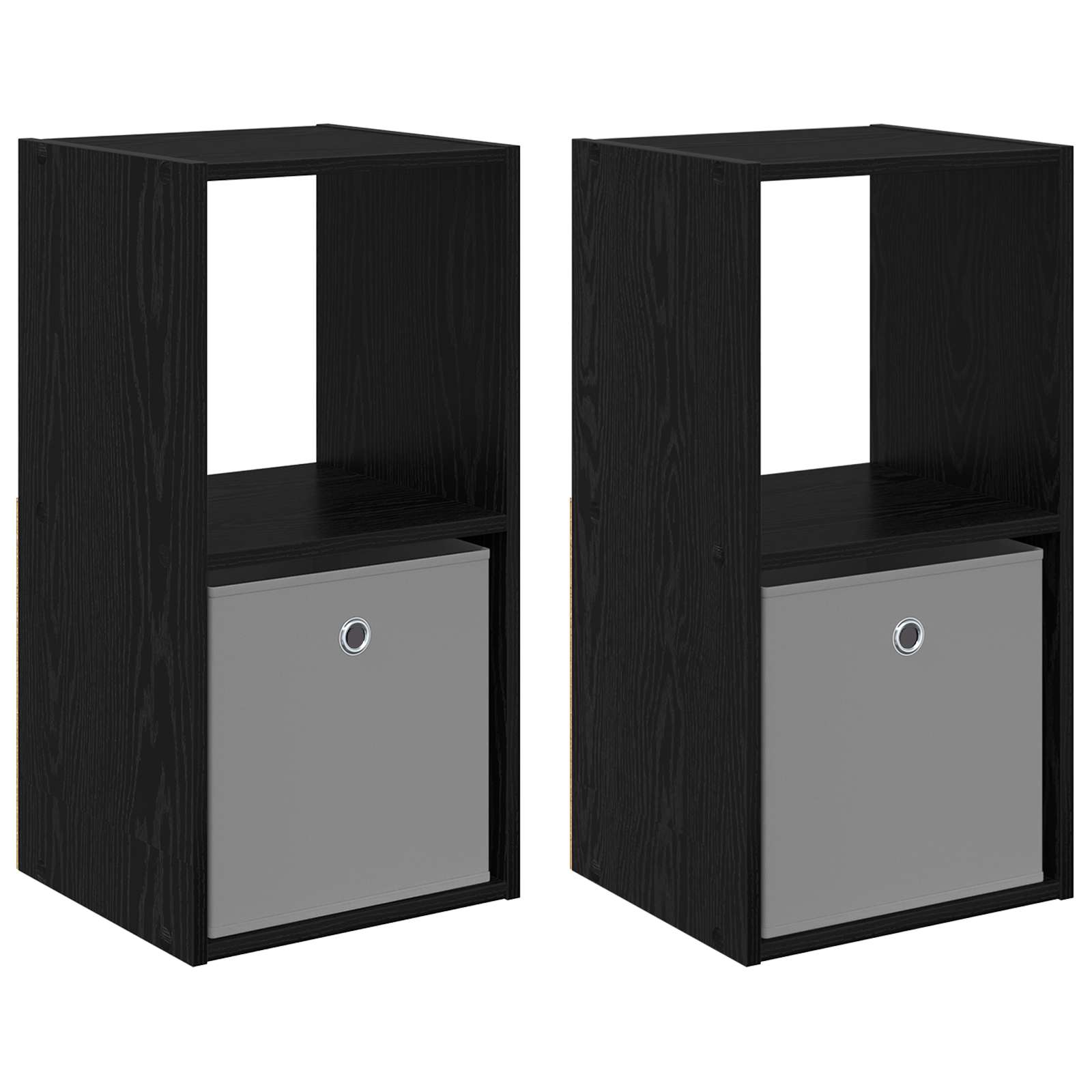 Nachtkastje 2 pcs Zwart Eiken 35 x 32 x 68,5 cm Bewerkt hout is nu te koop bij PeponiXL, paradijselijk wonen!