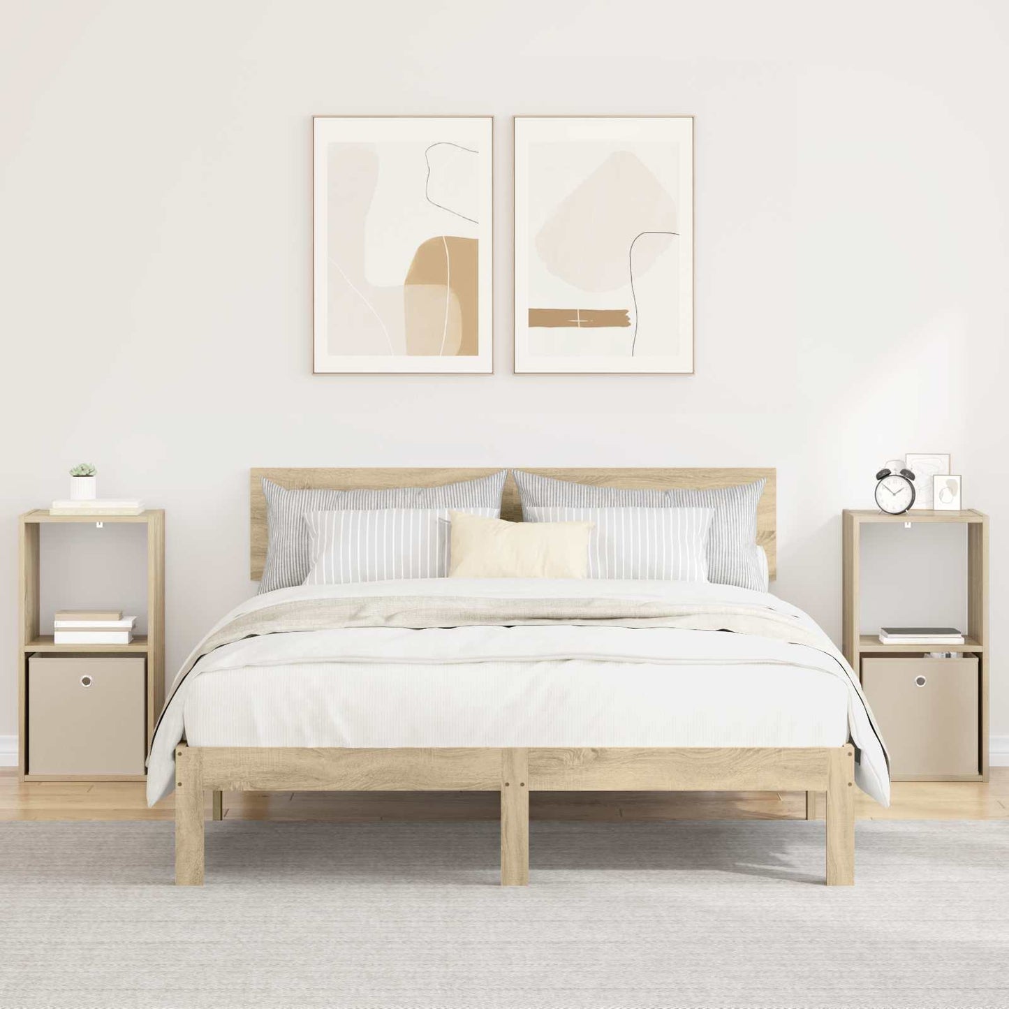Nachtkastje 2 pcs Sonoma Eiken 35 x 32 x 68,5 cm Bewerkt hout is nu te koop bij PeponiXL, paradijselijk wonen!