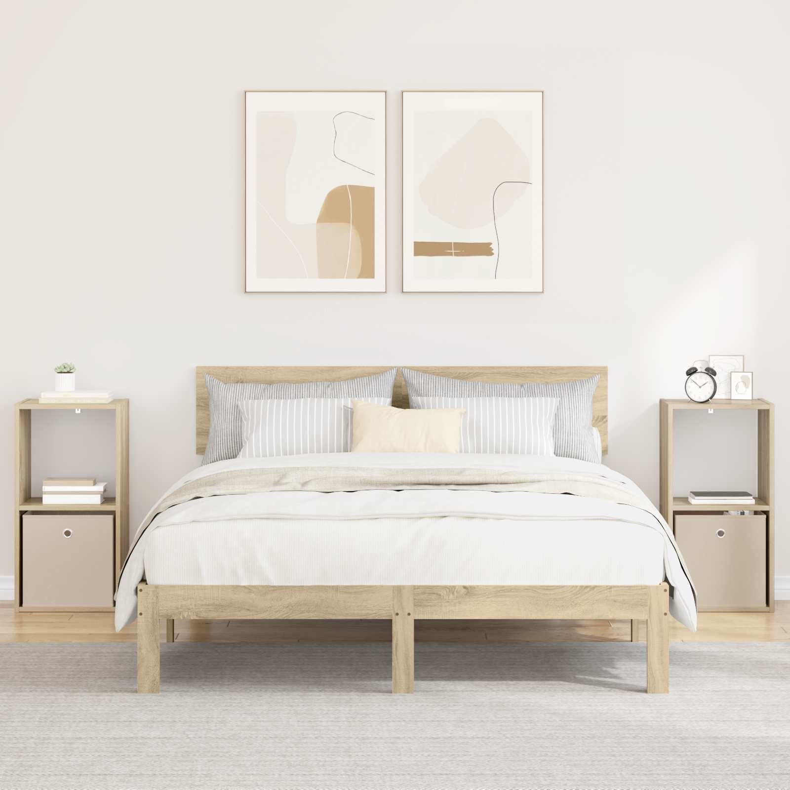 Nachtkastje 2 pcs Sonoma Eiken 35 x 32 x 68,5 cm Bewerkt hout is nu te koop bij PeponiXL, paradijselijk wonen!