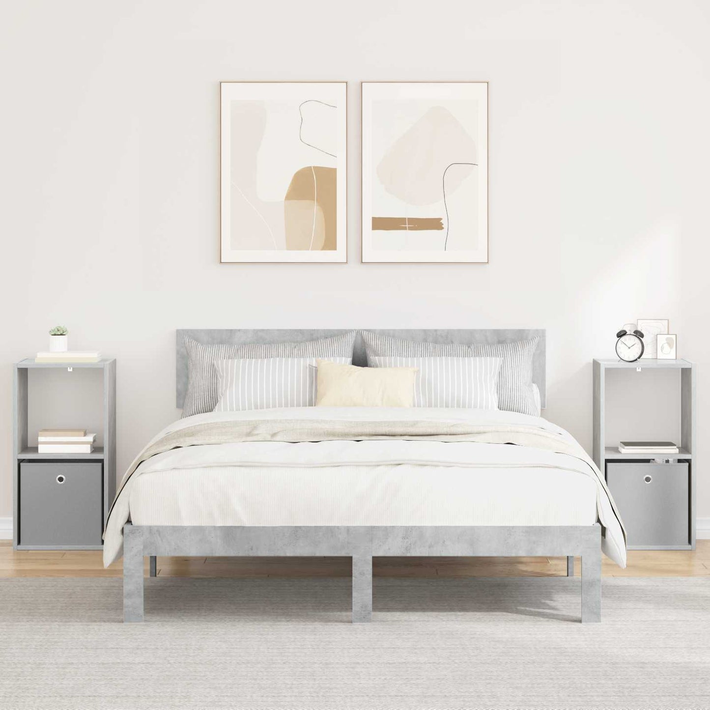 Nachtkastje 2 pcs Beton Grijs 35 x 32 x 68,5 cm Bewerkt hout is nu te koop bij PeponiXL, paradijselijk wonen!
