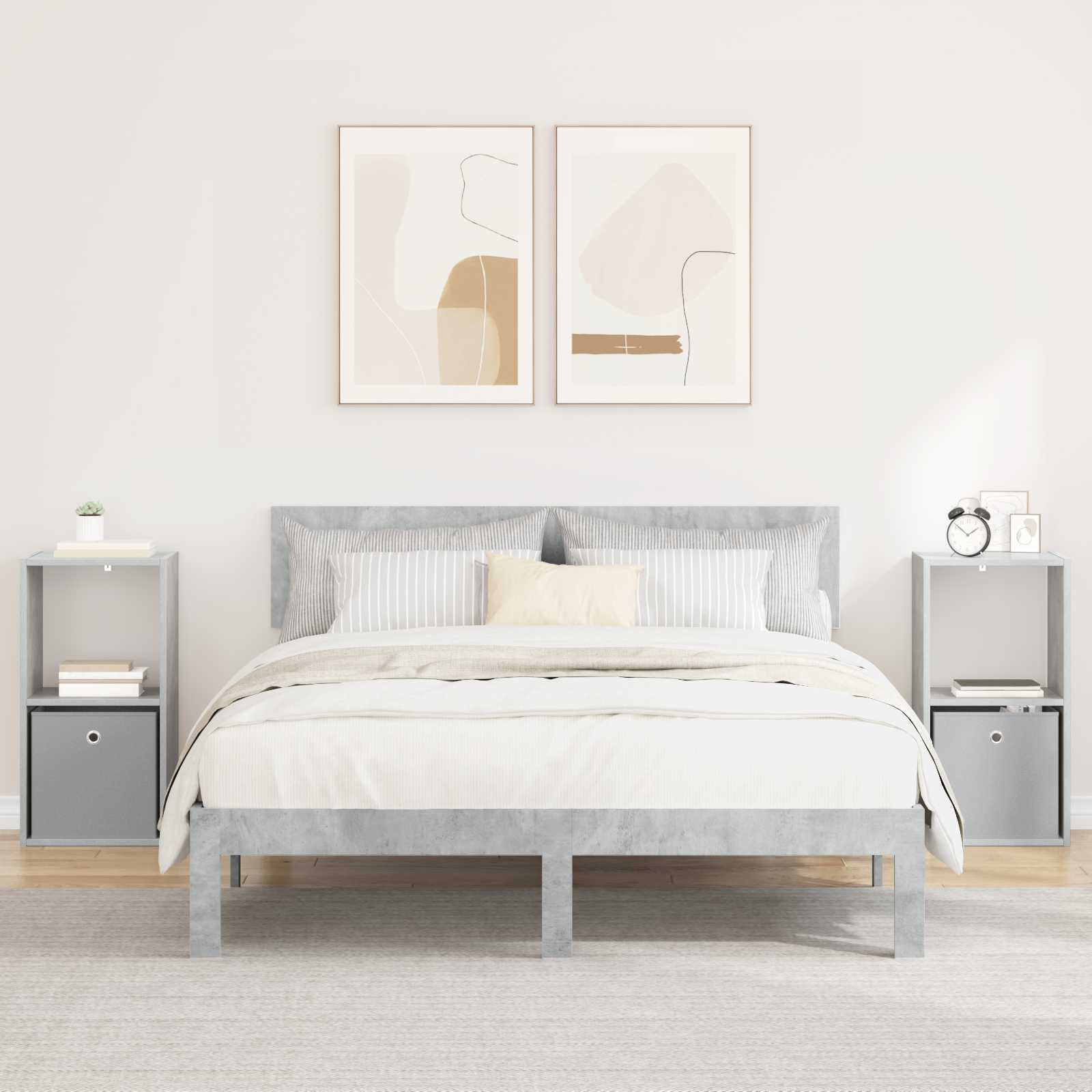 Nachtkastje 2 pcs Beton Grijs 35 x 32 x 68,5 cm Bewerkt hout is nu te koop bij PeponiXL, paradijselijk wonen!
