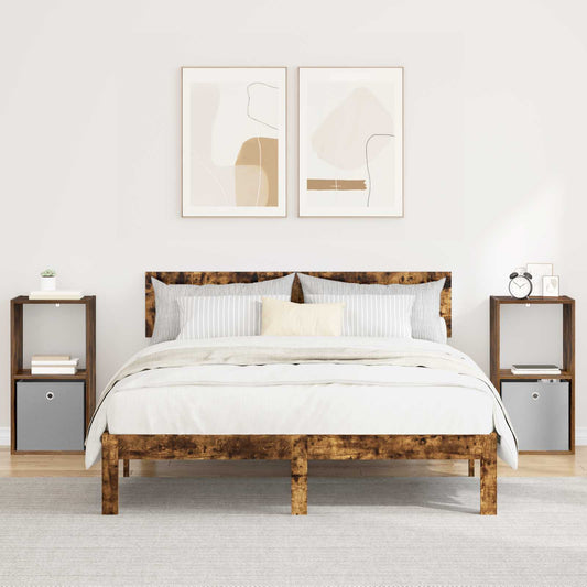 Nachtkastje 2 pcs Gerookt eiken 35 x 32 x 68,5 cm Bewerkt hout is nu te koop bij PeponiXL, paradijselijk wonen!