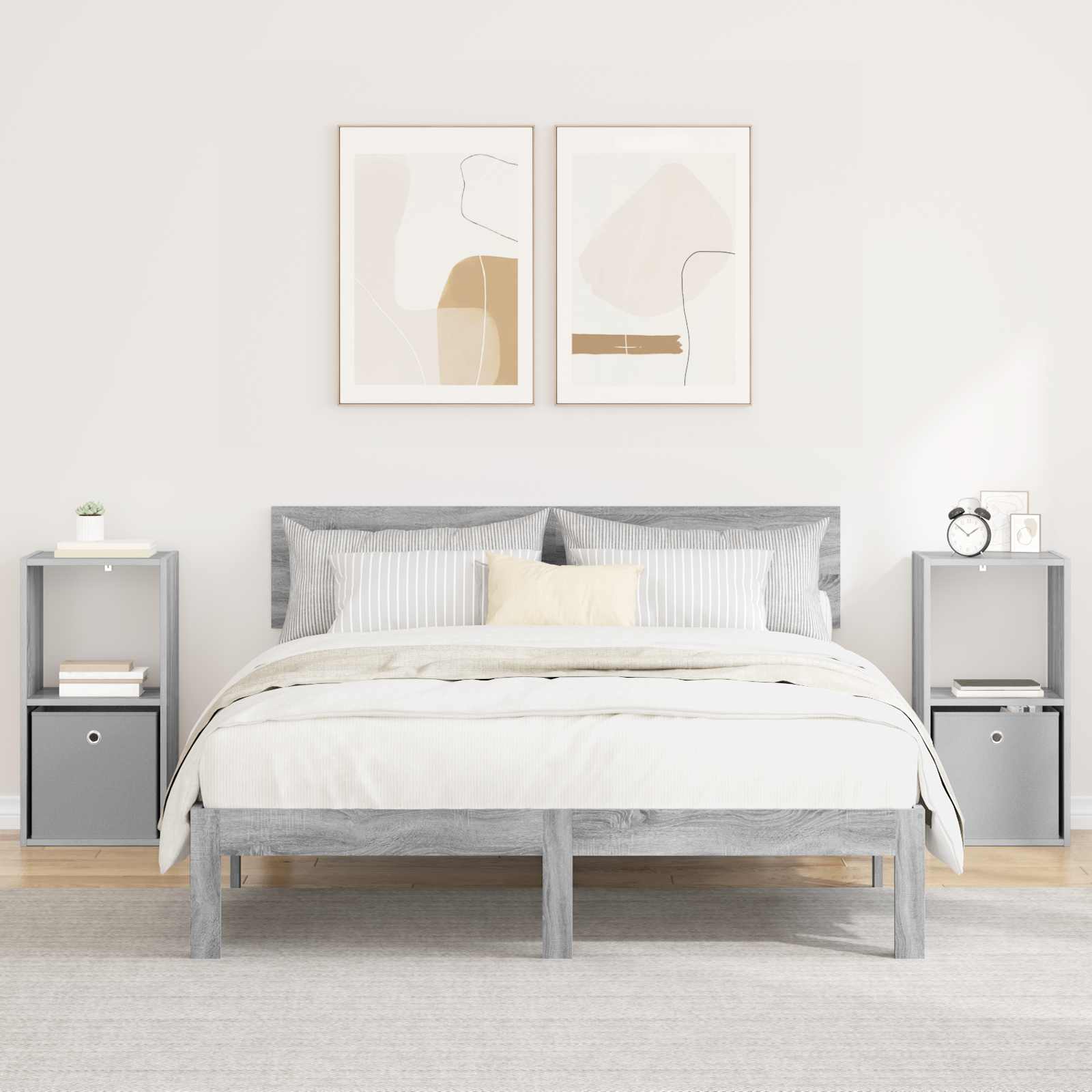 Nachtkastje 2 pcs Grijs Sonoma 35 x 32 x 68,5 cm Bewerkt hout is nu te koop bij PeponiXL, paradijselijk wonen!