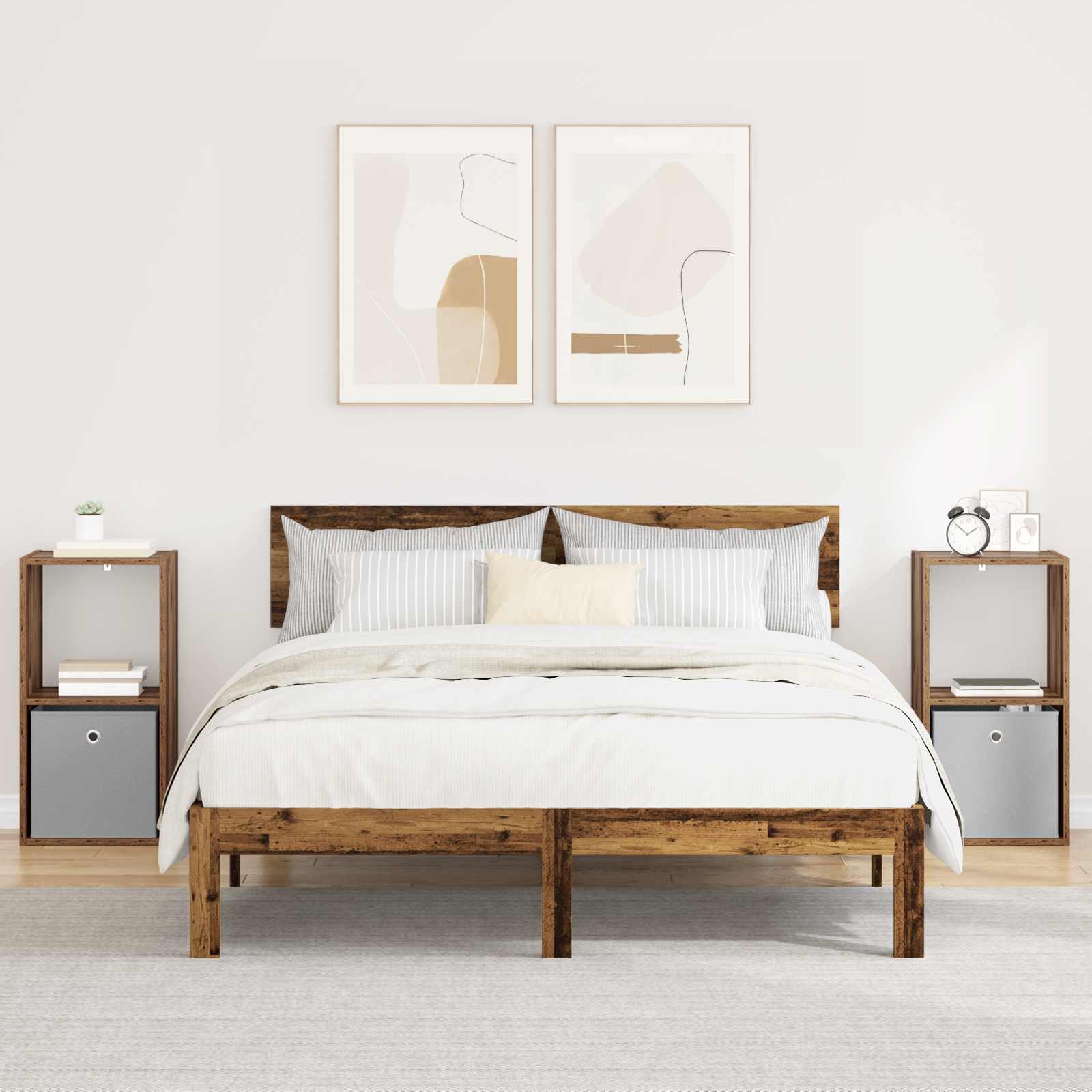 Nachtkastje 2 pcs Oudhout 35 x 32 x 68,5 cm Bewerkt hout is nu te koop bij PeponiXL, paradijselijk wonen!