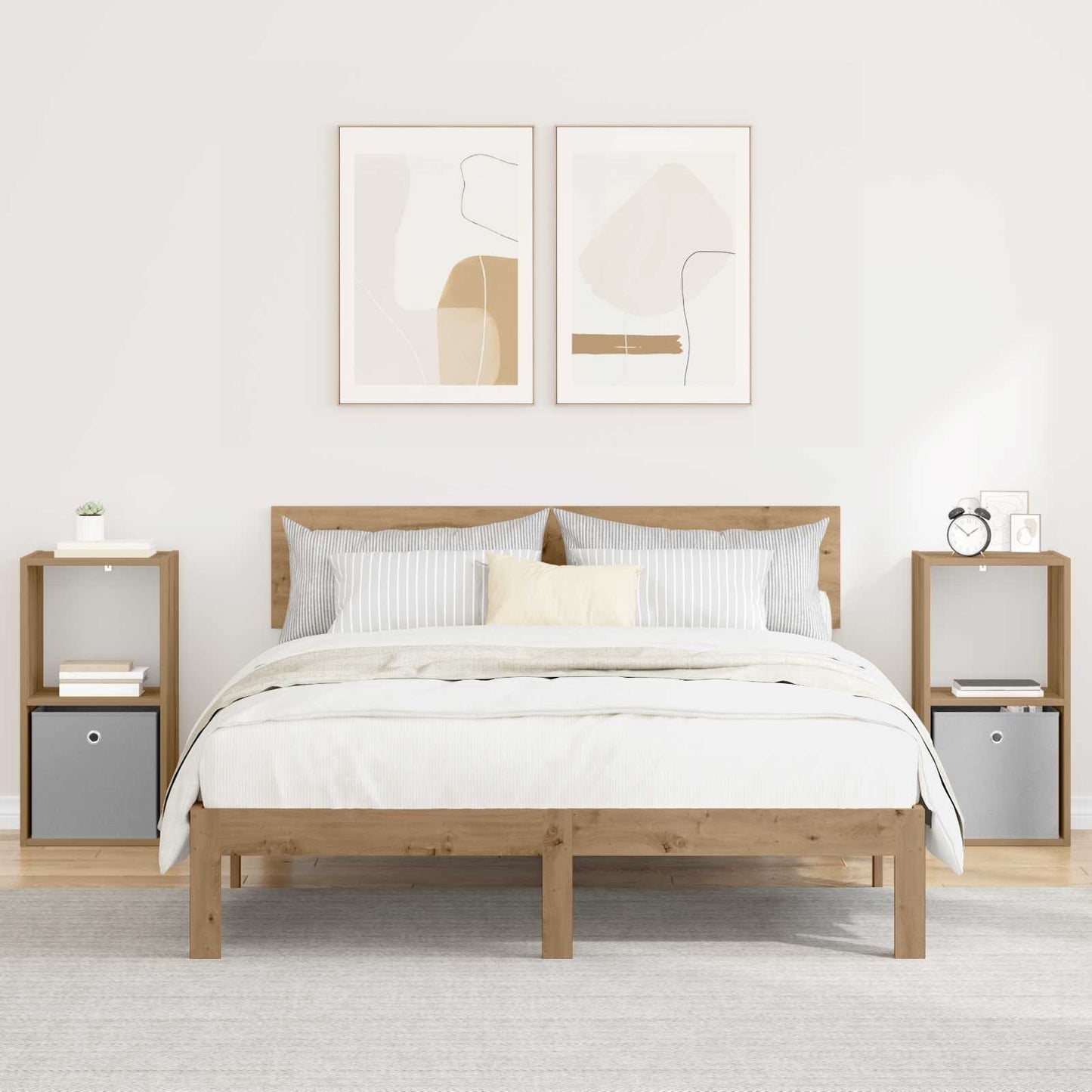 Nachtkastje 2 pcs Artisan Eiken 35 x 32 x 68,5 cm Bewerkt hout is nu te koop bij PeponiXL, paradijselijk wonen!