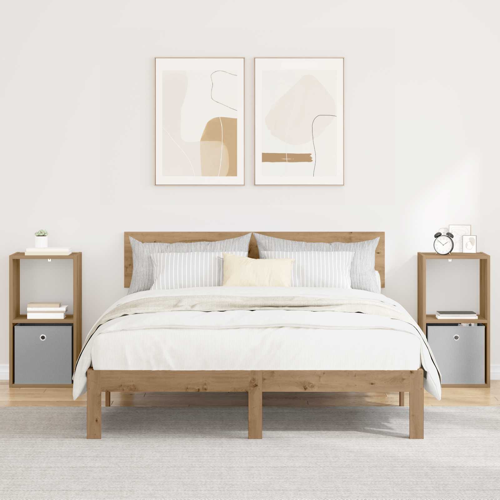 Nachtkastje 2 pcs Artisan Eiken 35 x 32 x 68,5 cm Bewerkt hout is nu te koop bij PeponiXL, paradijselijk wonen!