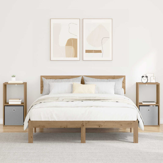 Nachtkastje 2 pcs Artisan Eiken 35 x 32 x 68,5 cm Bewerkt hout is nu te koop bij PeponiXL, paradijselijk wonen!