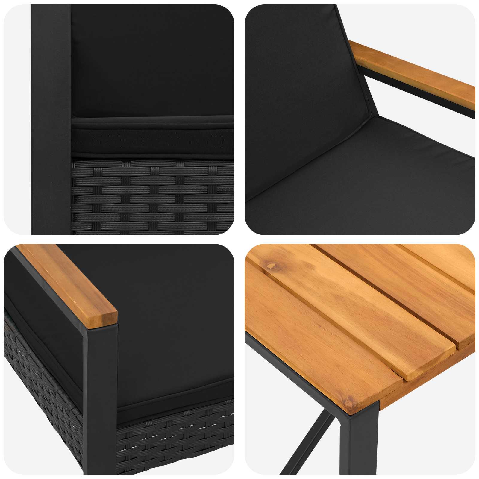 Buitenmeubelset met kussen 4 pcs Zwart poly rattan is nu te koop bij PeponiXL, paradijselijk wonen!