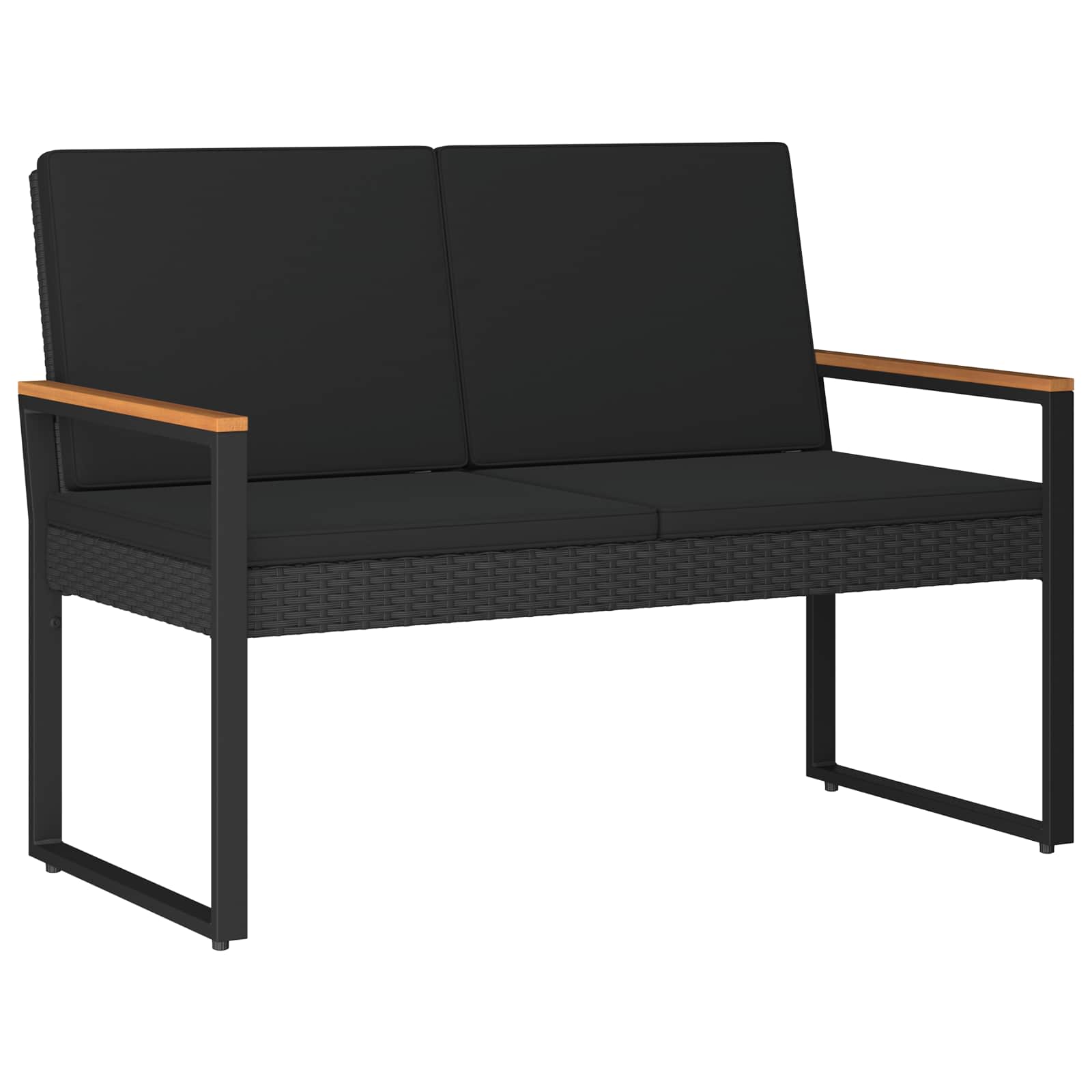 Buitenmeubelset met kussen 4 pcs Zwart poly rattan is nu te koop bij PeponiXL, paradijselijk wonen!