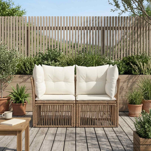 Tuinbank 2-Aantal zitplaatsen Beige poly rattan is nu te koop bij PeponiXL, paradijselijk wonen!