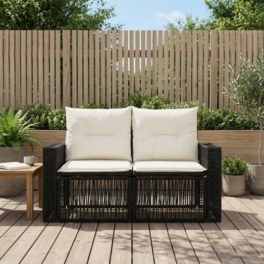 Tuinbank 2-Aantal zitplaatsen Zwart poly rattan is nu te koop bij PeponiXL, paradijselijk wonen!