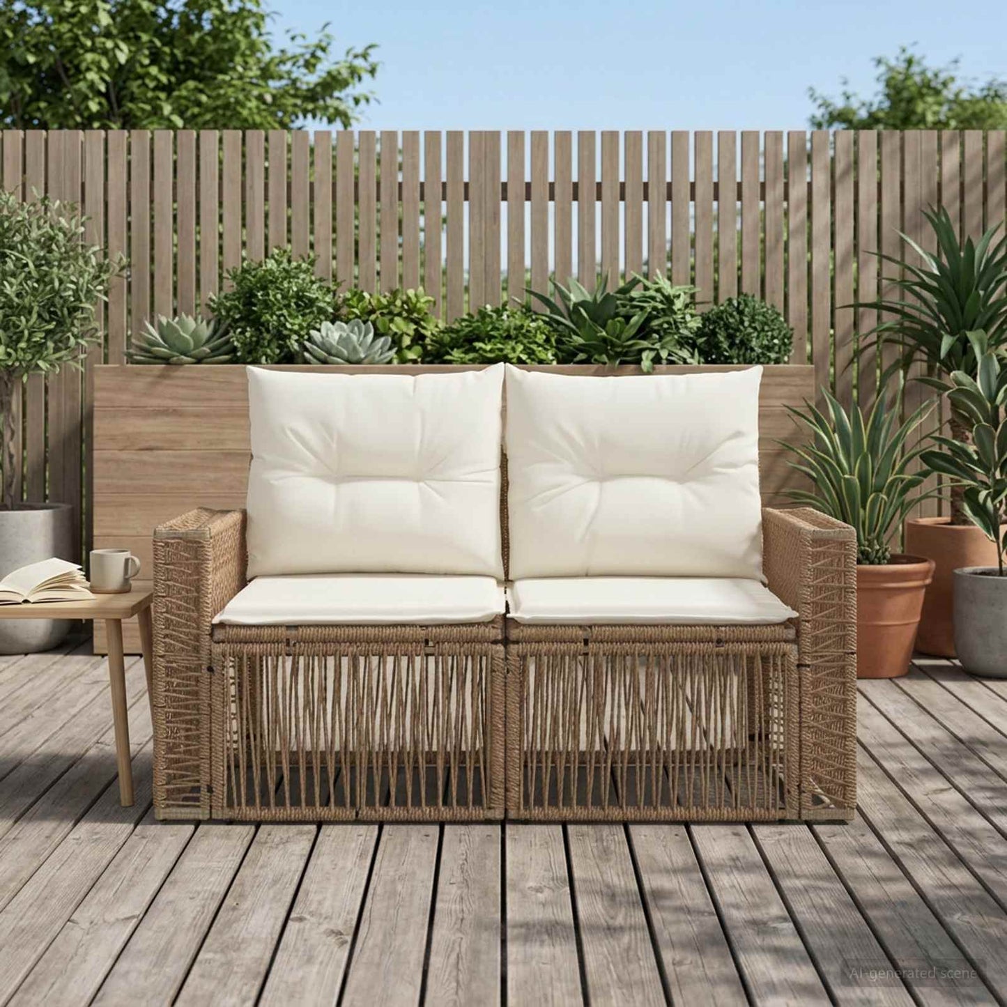 Tuinbank 2-Aantal zitplaatsen Beige poly rattan is nu te koop bij PeponiXL, paradijselijk wonen!