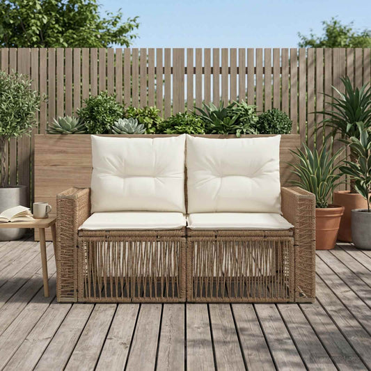 Tuinbank 2-Aantal zitplaatsen Beige poly rattan is nu te koop bij PeponiXL, paradijselijk wonen!