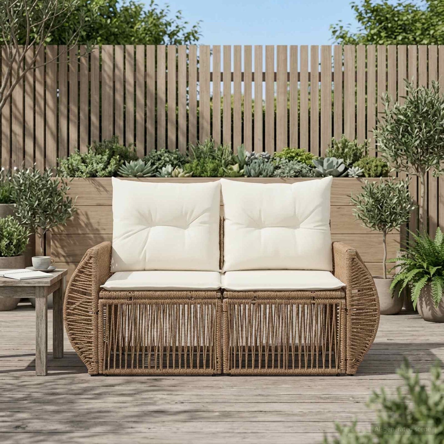 Tuinbank 2-Aantal zitplaatsen Beige poly rattan is nu te koop bij PeponiXL, paradijselijk wonen!