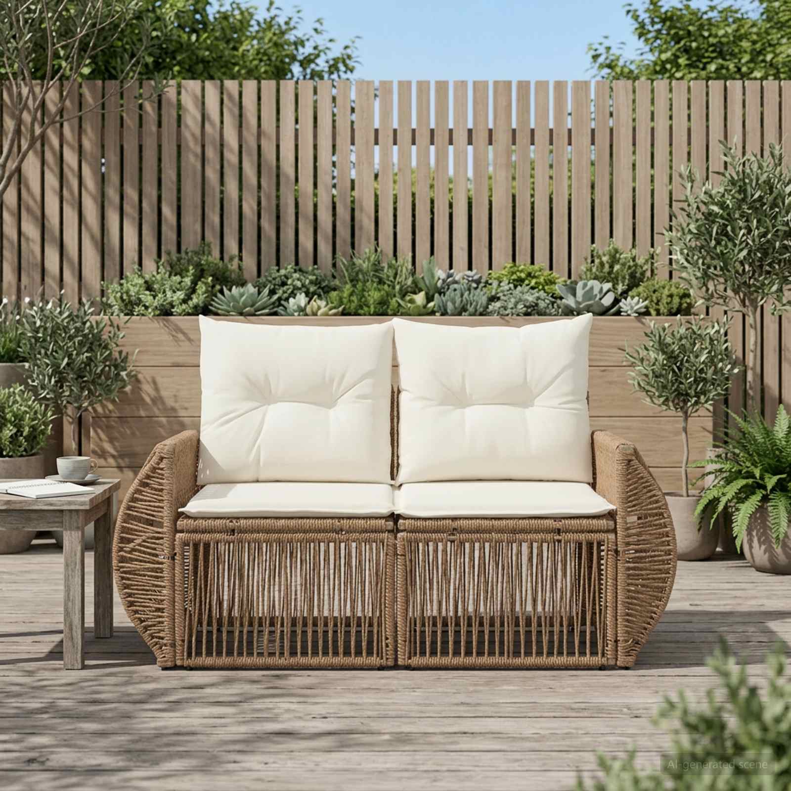 Tuinbank 2-Aantal zitplaatsen Beige poly rattan is nu te koop bij PeponiXL, paradijselijk wonen!