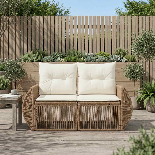 Tuinbank 2-Aantal zitplaatsen Beige poly rattan is nu te koop bij PeponiXL, paradijselijk wonen!