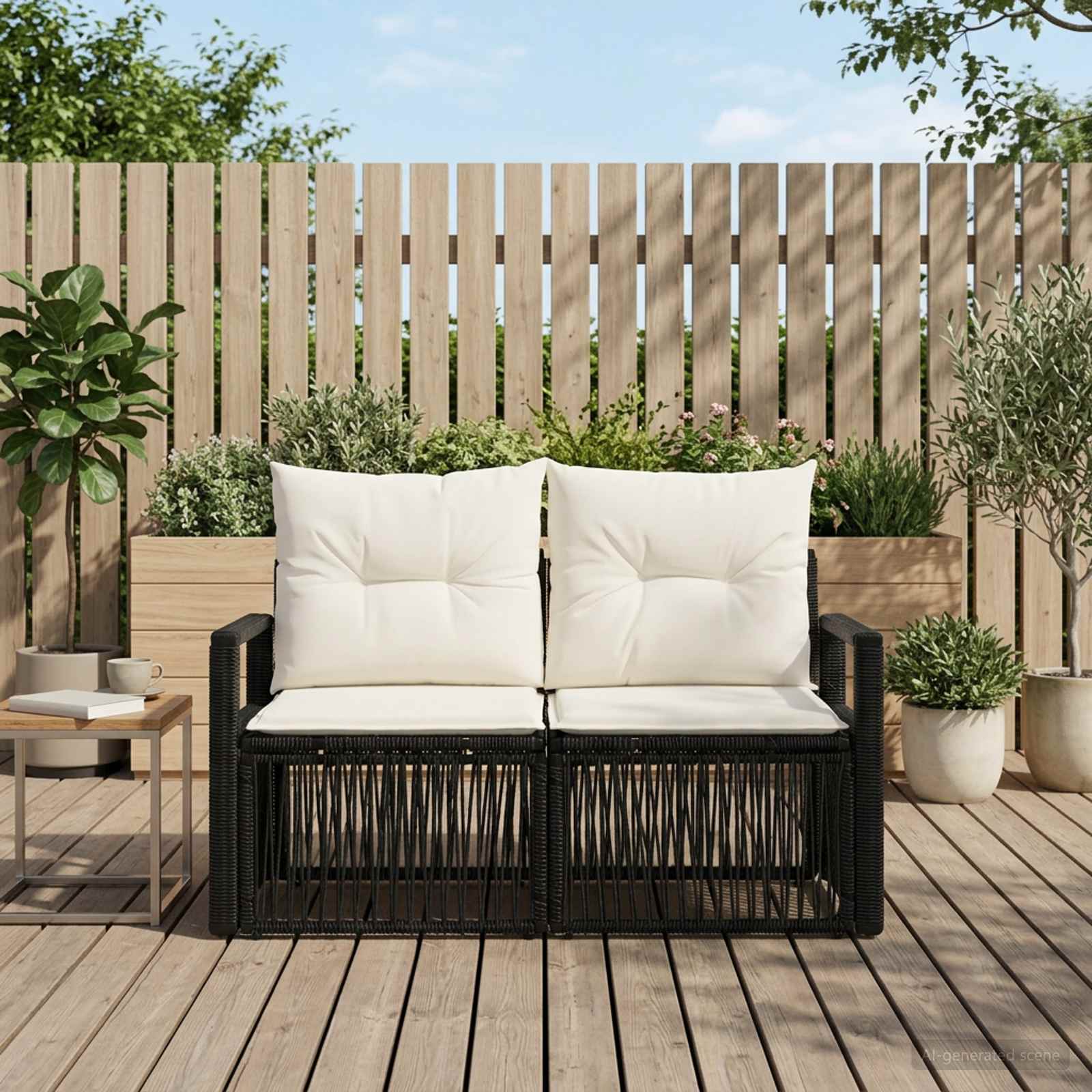 Tuinbank 2-Aantal zitplaatsen Zwart poly rattan is nu te koop bij PeponiXL, paradijselijk wonen!
