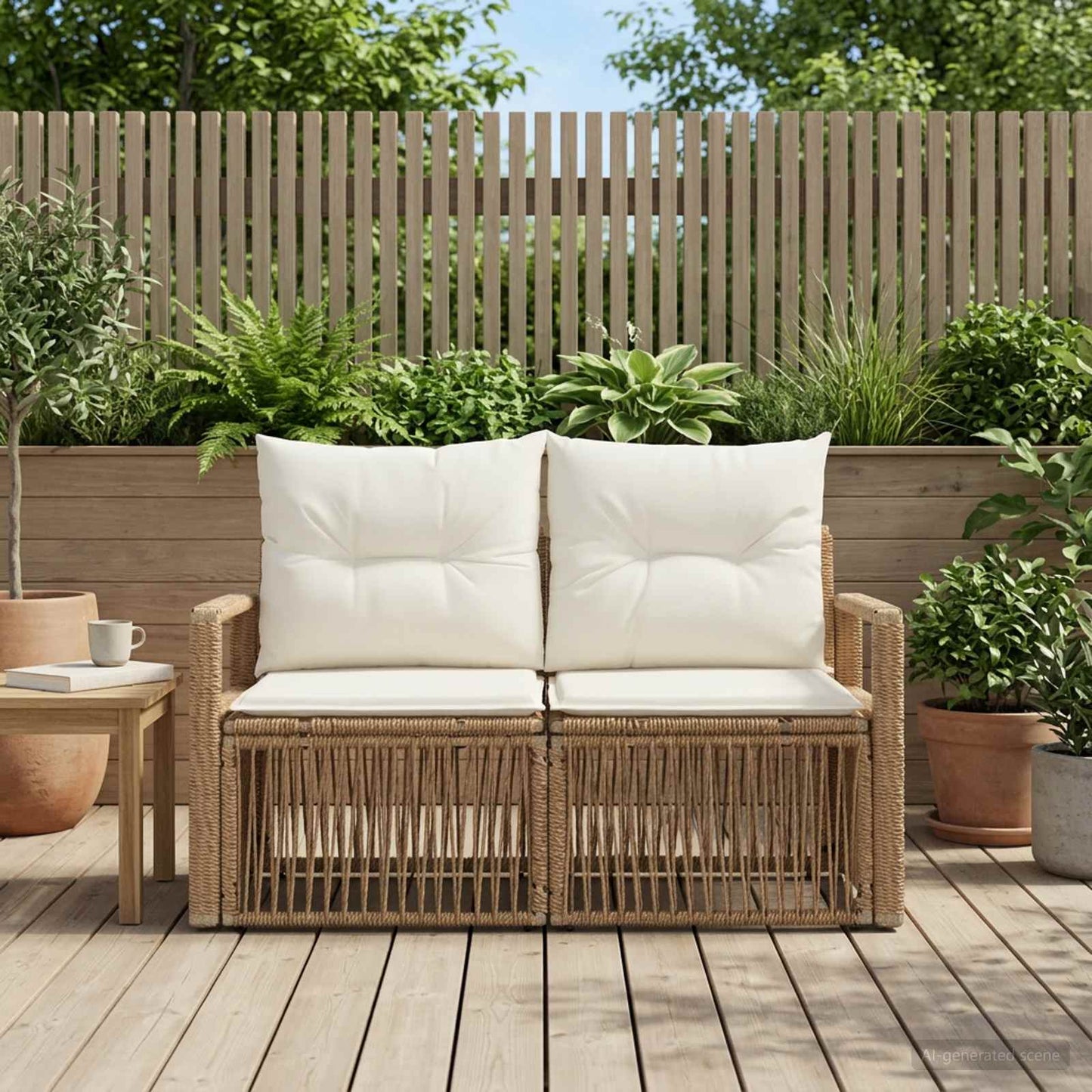 Tuinbank 2-Aantal zitplaatsen Beige poly rattan is nu te koop bij PeponiXL, paradijselijk wonen!