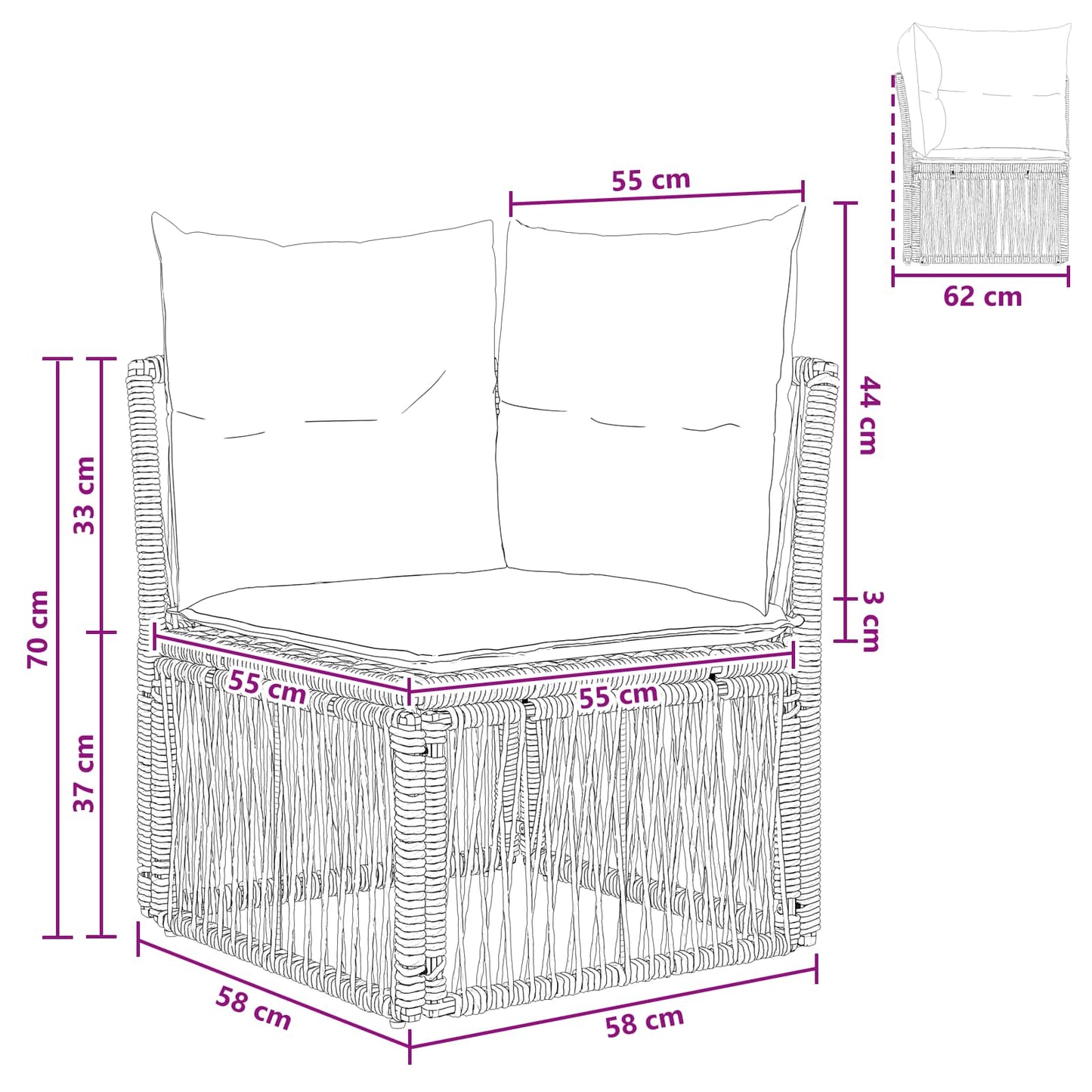 Hoeksofa eenheid Beige poly rattan is nu te koop bij PeponiXL, paradijselijk wonen!