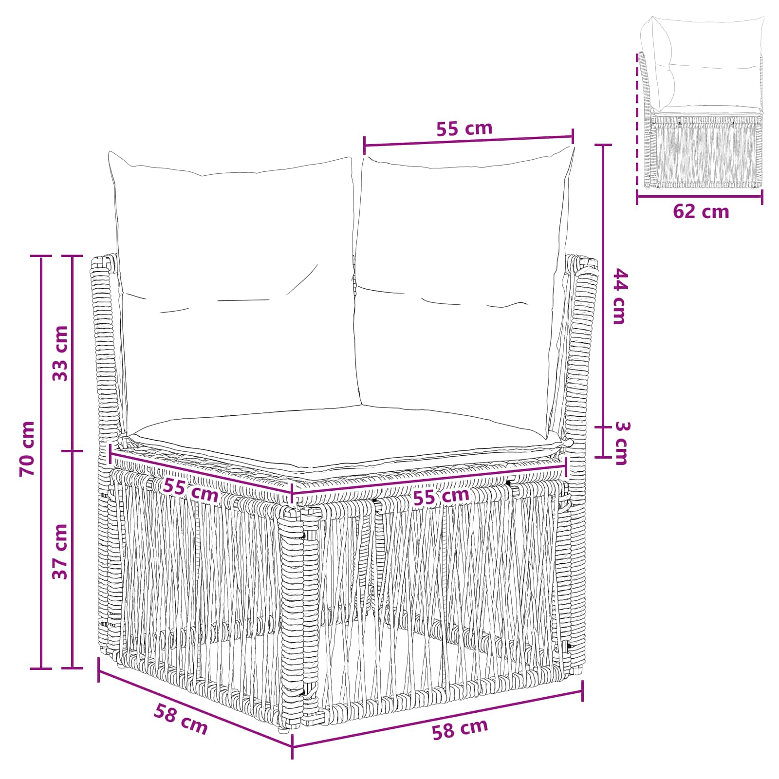 Hoeksofa eenheid Beige poly rattan is nu te koop bij PeponiXL, paradijselijk wonen!