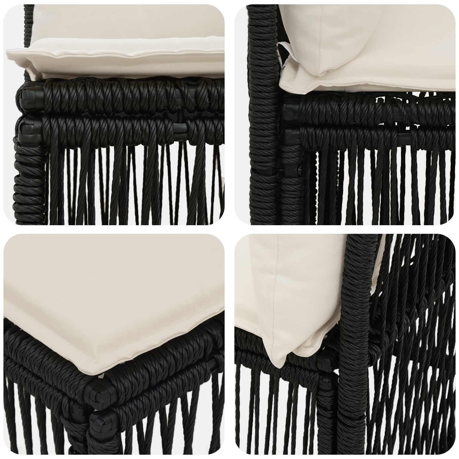 Armloze Sofa eenheid Zwart poly rattan is nu te koop bij PeponiXL, paradijselijk wonen!