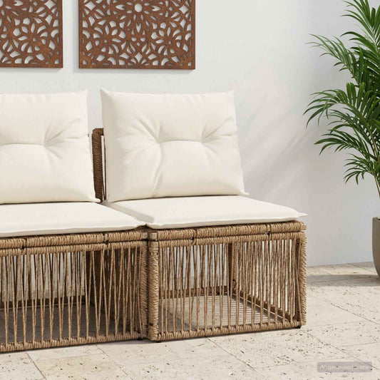 Armloze Sofa eenheid Beige poly rattan is nu te koop bij PeponiXL, paradijselijk wonen!