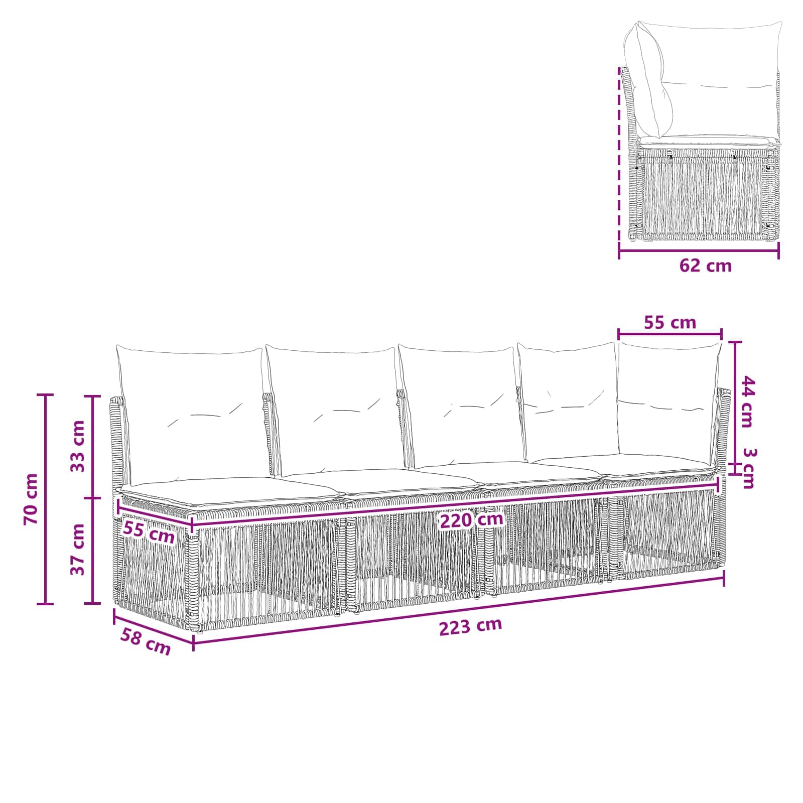 4-Zits Sofa met Linkerarm 4 pcs 4-Aantal zitplaatsen Grijs is nu te koop bij PeponiXL, paradijselijk wonen!
