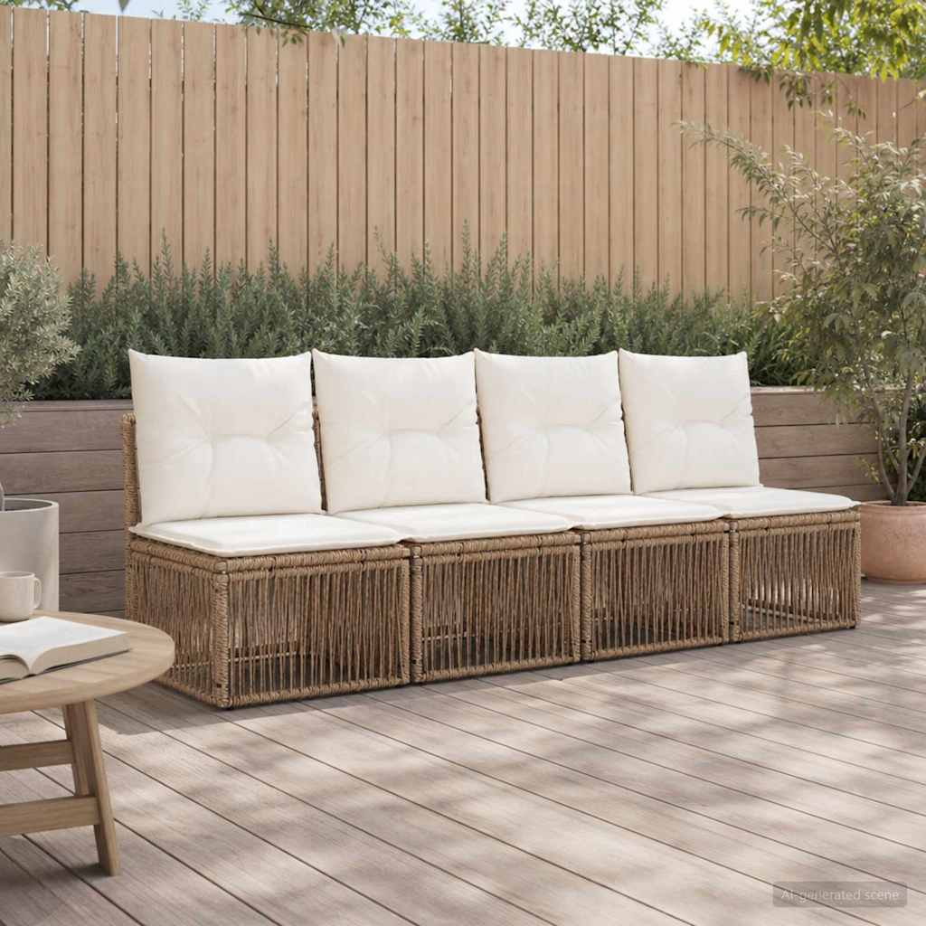 4-zits bank 4 pcs 4-Aantal zitplaatsen Beige poly rattan is nu te koop bij PeponiXL, paradijselijk wonen!