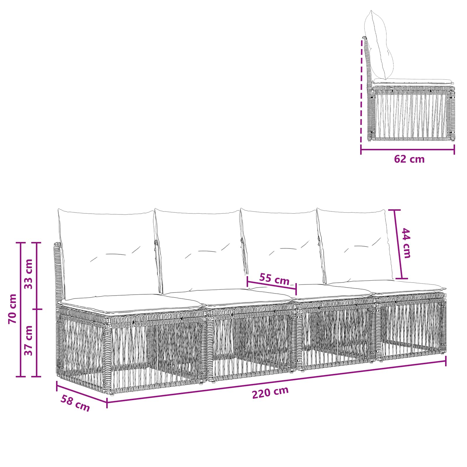 4-zits bank 4 pcs 4-Aantal zitplaatsen Beige poly rattan is nu te koop bij PeponiXL, paradijselijk wonen!