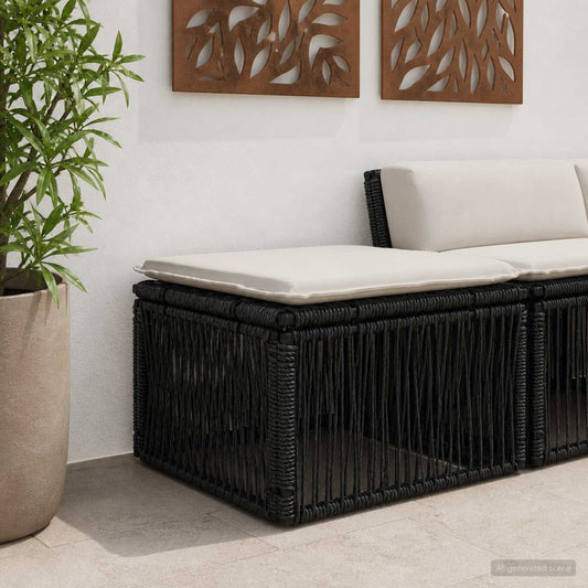 voetensteun Zwart poly rattan is nu te koop bij PeponiXL, paradijselijk wonen!