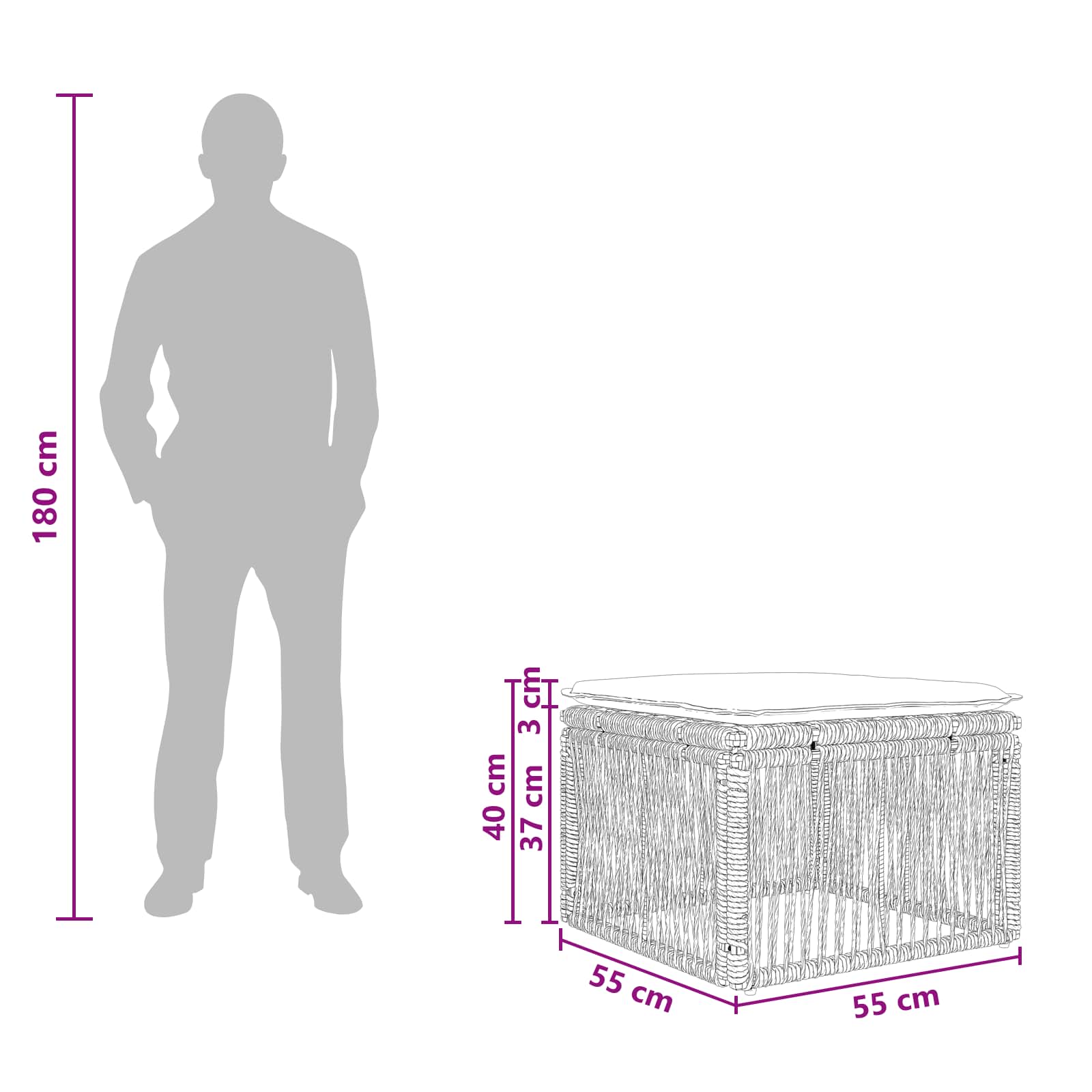 voetensteun Zwart poly rattan is nu te koop bij PeponiXL, paradijselijk wonen!