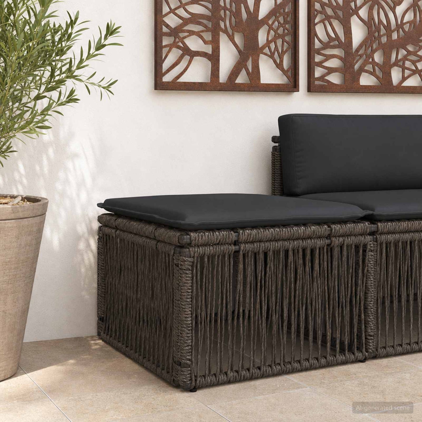 voetensteun Grijs poly rattan is nu te koop bij PeponiXL, paradijselijk wonen!
