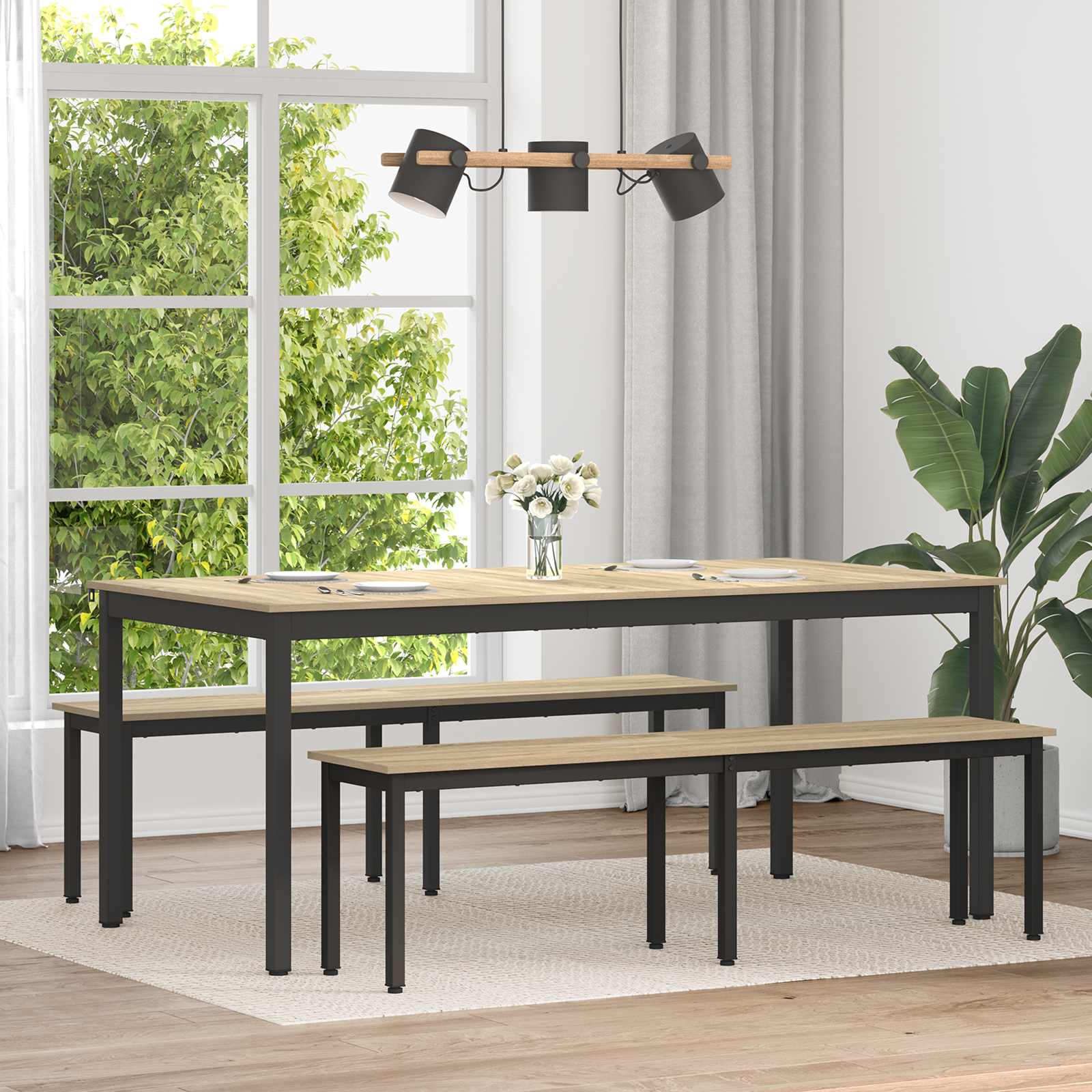 Eettafels 2 pcs 180 x 90 x 75 cm Bewerkt hout is nu te koop bij PeponiXL, paradijselijk wonen!