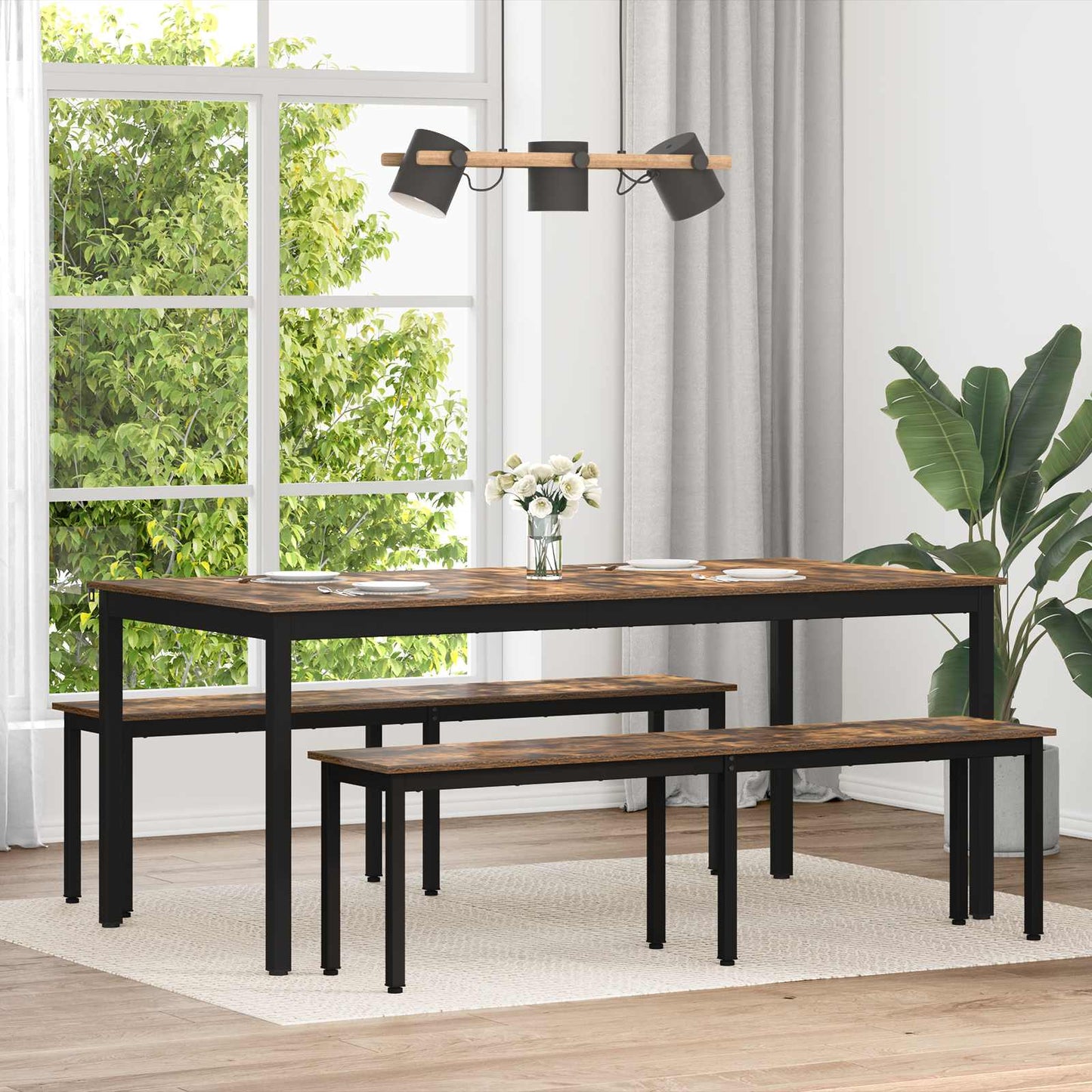 Eettafels 2 pcs 180 x 90 x 75 cm Bewerkt hout is nu te koop bij PeponiXL, paradijselijk wonen!