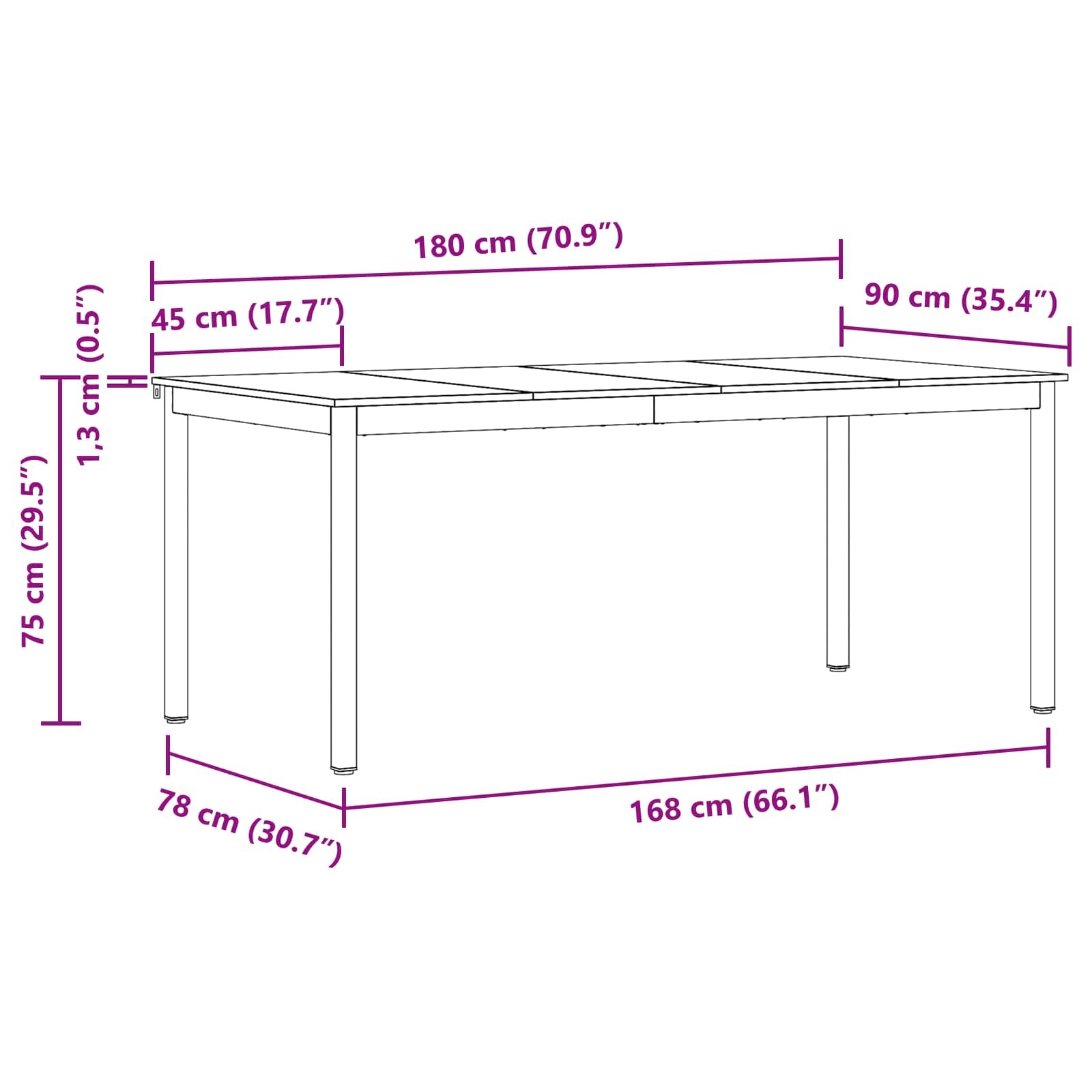 Eettafels 2 pcs 180 x 90 x 75 cm Bewerkt hout is nu te koop bij PeponiXL, paradijselijk wonen!
