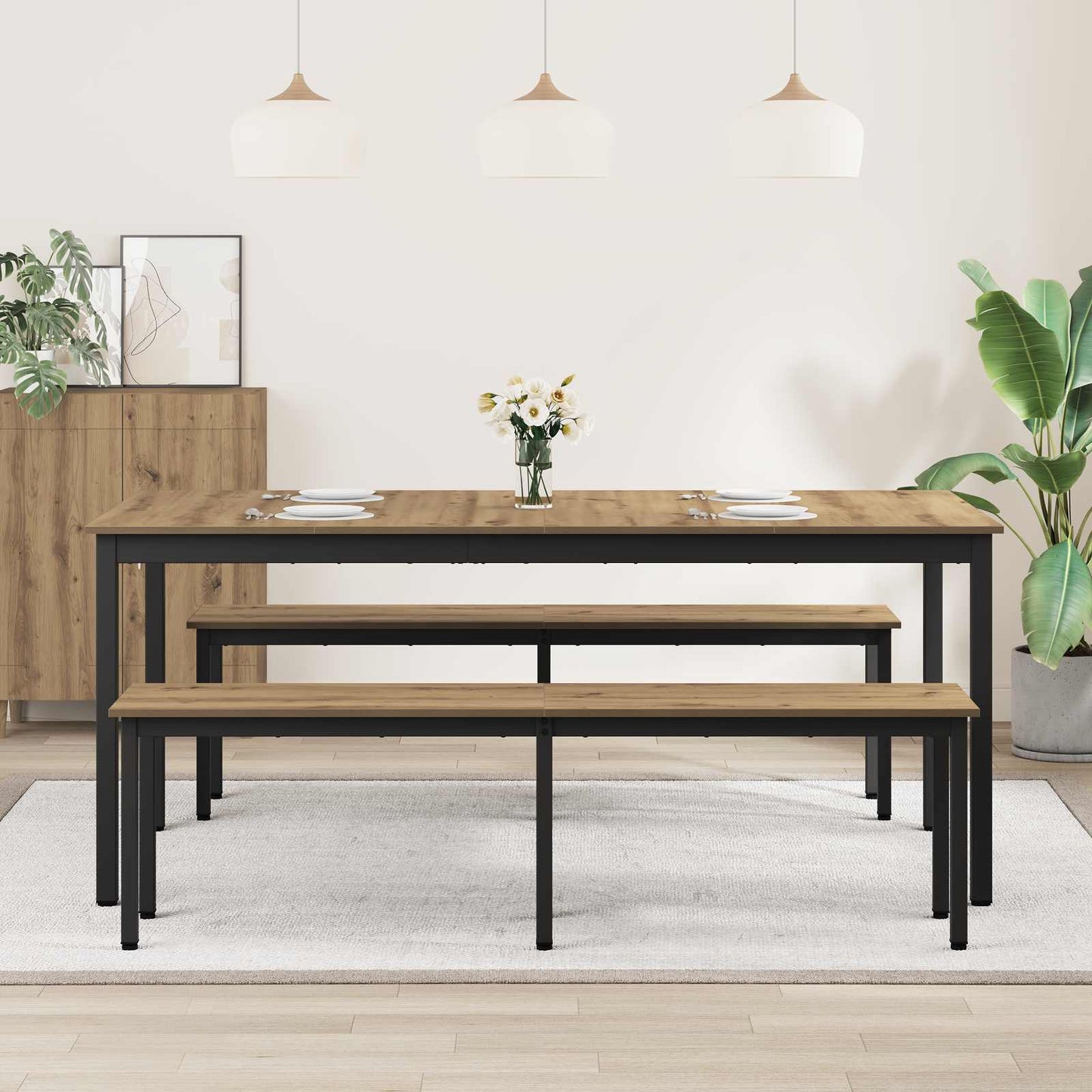Eettafels 2 pcs 180 x 90 x 75 cm Bewerkt hout is nu te koop bij PeponiXL, paradijselijk wonen!