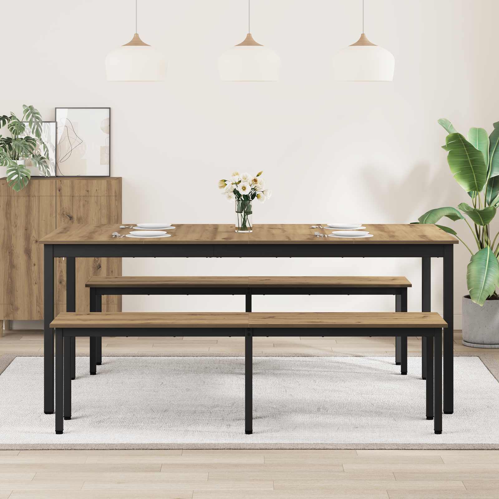 Eettafels 2 pcs 180 x 90 x 75 cm Bewerkt hout is nu te koop bij PeponiXL, paradijselijk wonen!