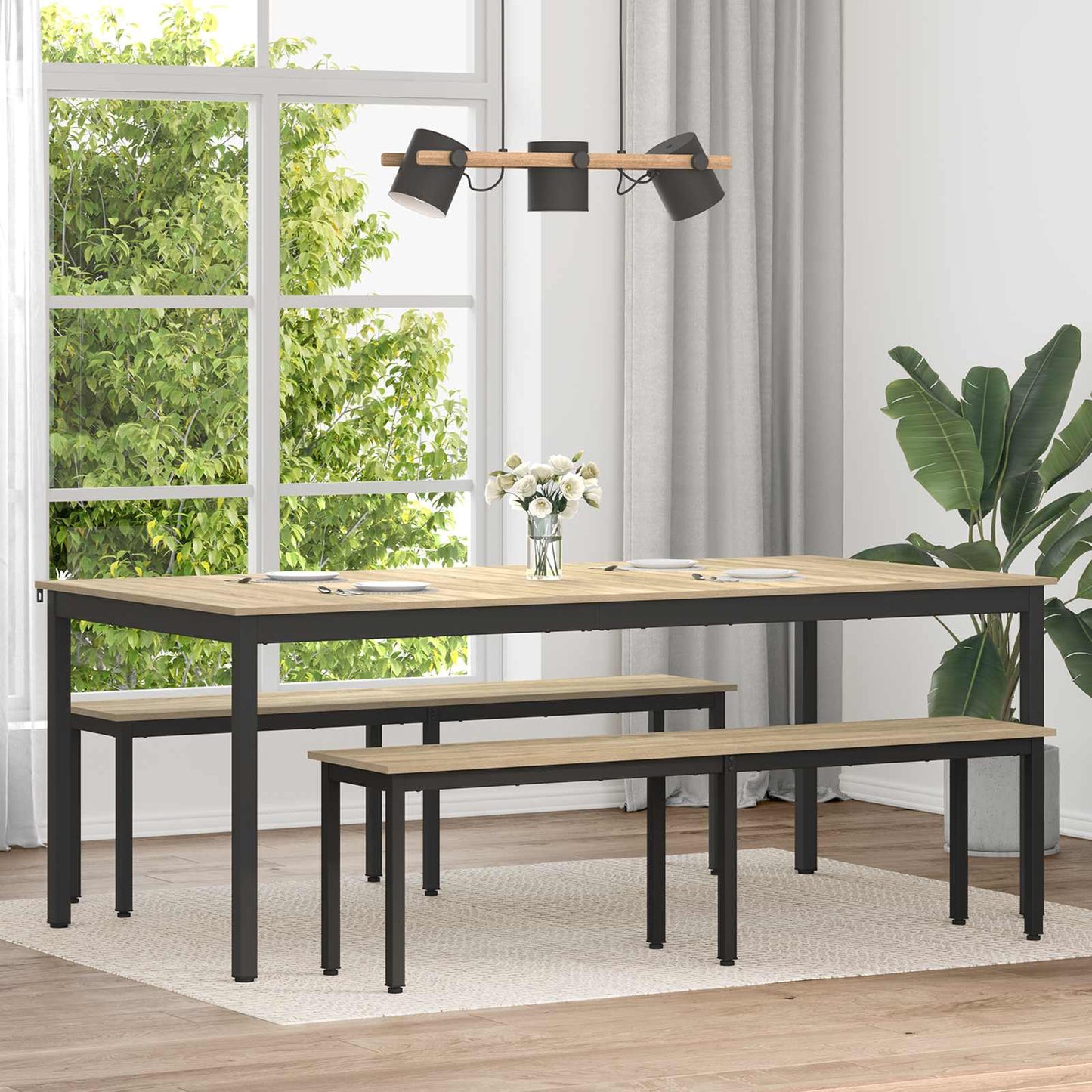 Eettafels 2 pcs 200 x 100 x 75 cm Bewerkt hout is nu te koop bij PeponiXL, paradijselijk wonen!