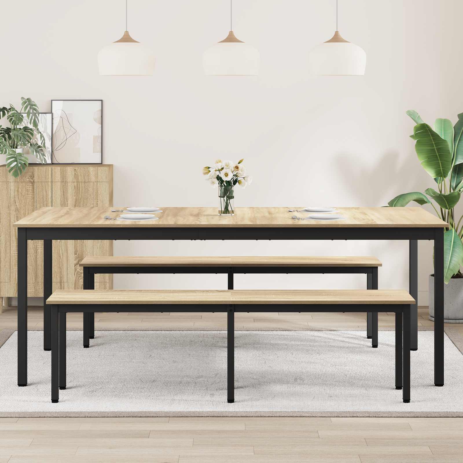 Eettafels 2 pcs 200 x 100 x 75 cm Bewerkt hout is nu te koop bij PeponiXL, paradijselijk wonen!