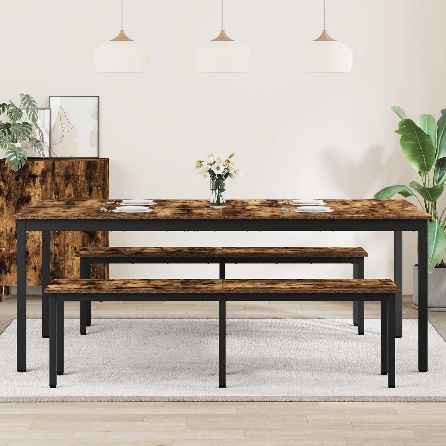 Eettafels 2 pcs 200 x 100 x 75 cm Bewerkt hout is nu te koop bij PeponiXL, paradijselijk wonen!