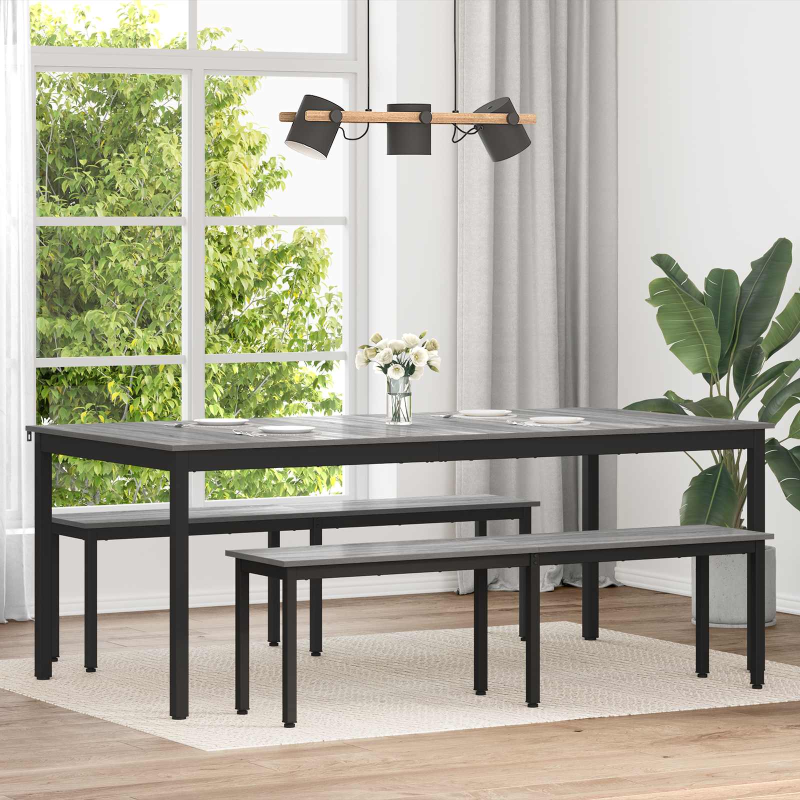 Eettafels 2 pcs 200 x 100 x 75 cm Bewerkt hout is nu te koop bij PeponiXL, paradijselijk wonen!